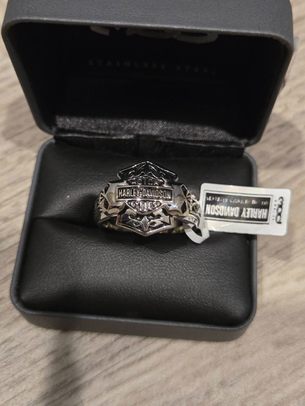 Men's Harley-Davidson Stainless Steel Skull Logo Ring